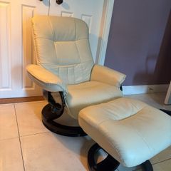 Reclining Armchair and footstool/ pouffe