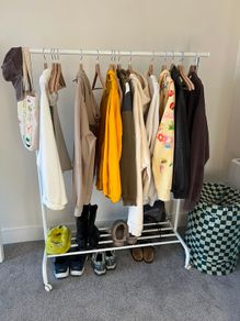 White Clothes Rail with Wheels & Bottom Shoe Rack