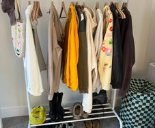 White Clothes Rail with Wheels & Bottom Shoe Rack