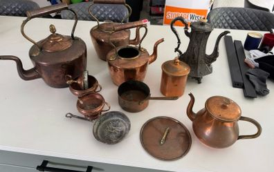 Selection Copper Antique pots