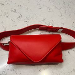 Carditosale Red Saffiano Leather Belt Bag