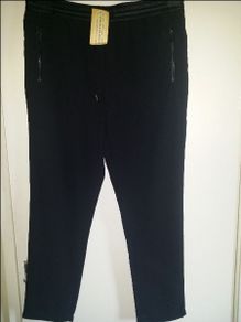 BNWT Genuine Janina black trousers with leather details size UK16 EUR44 Postage included