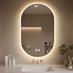 Bathroom Mirror with LED Lights 500x800mm, Anti-Fog, 3 Colors Dimmable, Backlit Light, Lighted Bathroom Vanity Mirror for Wall, Shatterproof Tempered Glass, Memory Function