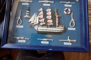 Beautiful Old Ship decorative Nautical Knot Board featuring a model of the Portuguese Tall Ship Sagres