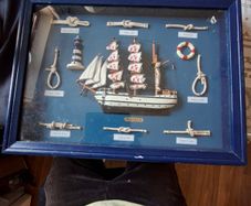 Beautiful Old Ship decorative Nautical Knot Board featuring a model of the Portuguese Tall Ship Sagres
