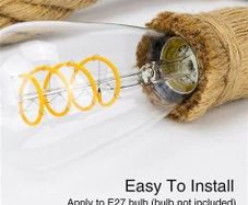New Vintage E27 Jute rope lamp holder ceiling light 1 metre and 2 metre