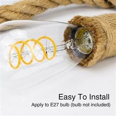 New Vintage E27 Jute rope lamp holder ceiling light 1 metre and 2 metre