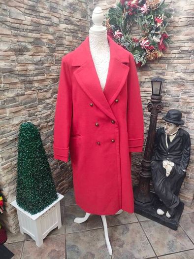 Red Double breasted overcoat uk20