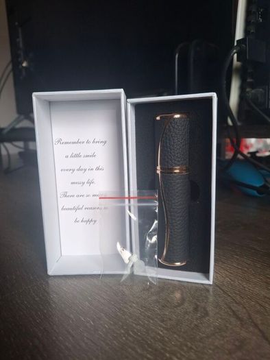 Infurture Brand New Luxury Refillable Perfume Atomizer  Gift Boxed Black Leather & Rose Gold