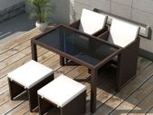 5 Piece Outdoor Dining Set with Cushions Poly Rattan Brown