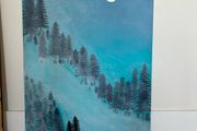 Teal abstract painting