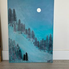 Teal abstract painting
