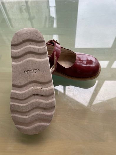 Clarkes wine patent shoes