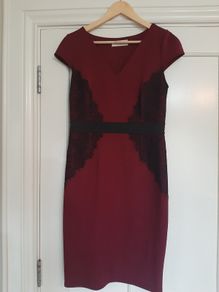 Burgundy Black Dress - Dorothy Perkins - Size 12
