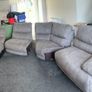 Large Grey Suede Modular Corner Sofa / Reclining Sectional Couch Image 6