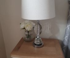 Crystal Glass & Chrome Table lamps x 2 "Very heavy"