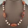 Vintage African Carnelian & Fresh Water Authentic Pearl Necklace Image 8