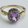 Vintage 9ct Gold Amethyst & Diamond Cluster Ring Image 5