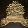 Antique Brass Desk Set Inkwell with Letter Holder with Art Nouveau motif 12" x 8" H-8" Image 6