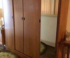 Huge quality vintage wooden wardrobe with full mirror