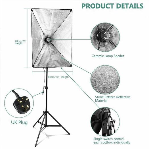 85W Dimmable LED Softbox Diffuser Stand Kit