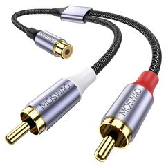 MOSWAG RCA Y Splitter Cable, 1 Female to 2 Male Audio Adapter, Nylon Braided Hi-Fi Splitter for Subwoofer, Home Theater, HDTV, Amplifier, Gaming Console