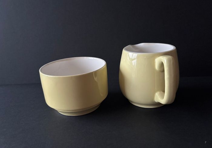 Vintage Carrigaline Yellow Sugar Bowl and Milk Jug