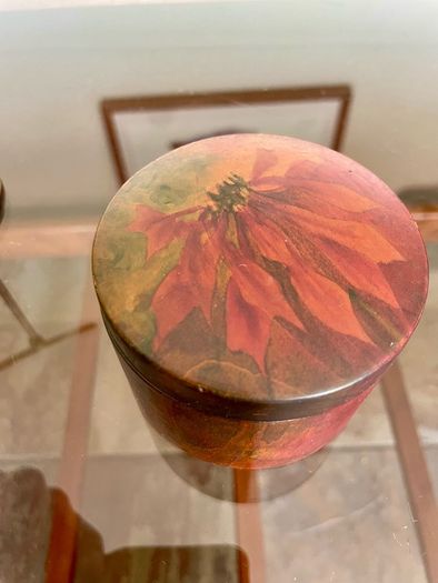 Vintage German Wooden Hand Painted Lacquered Jewellery Trinket Box Ring Box