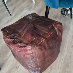 Genuine Leather Hand Made Moroccan Pouffe