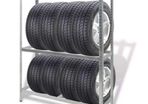 Workshop Shelving Heavy Duty Shelving Tyre Rack Storage Shelving 3 Levels Load Capacity 265 kg Shelving Unit with Upper MDF Plate Galvanised Rim Shelving 120 x 40 x 180 cm