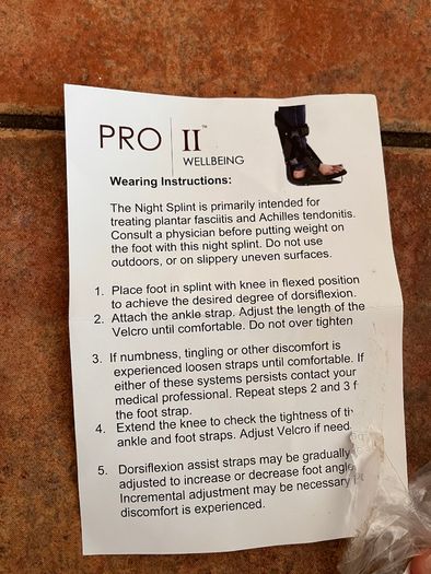 PRO II Night Splint/Brace (Plantar Fasciitis Relief) Size S