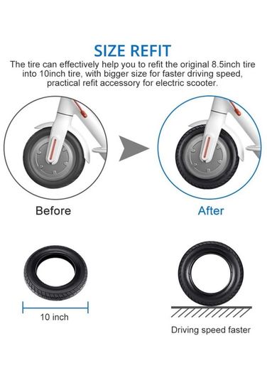 2Pcs Electric Scooter Tire 10 inch, Electric Scooter Replacement Wheels, Electric Scooter Inflatable Tire Tyre Outer Tube Balance Tire Scooter Replacement Parts Compatible for Xiaomi M365 PRO