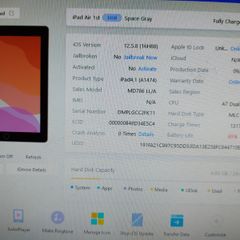 Apple IPAD Air 1st Generation, 32GB, Space Gray, in case with Keyboard, Activation Locked, crack on screen, works fine