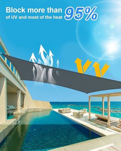 Sun Shade Sail Waterproof 2m x 3m Rectangle, PES Polyester UV Block Sunscreen Awning with Full Accessories, Weather Resistant Durable Garden Shade Sail, Sail Shade for Garden, Outdoor