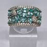 Beautiful Blue Apatite , White Zircon Cluster Ring in rhodium Sterling Silver Image 7