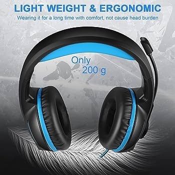 MULTIPLE COLOURS AVAILABLE Gaming Headset for PS4, Xbox One Headset with Mic Surround Stereo Gaming Headphones with LED Light, Compatible with Nintendo Switch PS5 Xbox Series X/S PC (USB Extension Cable Included), Blue