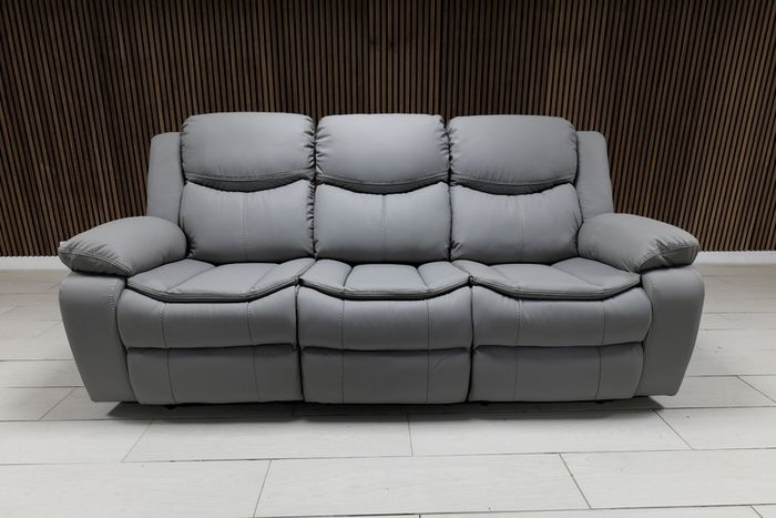 Valerie Light Grey & Dark Grey Leather Recliner Sofa Set