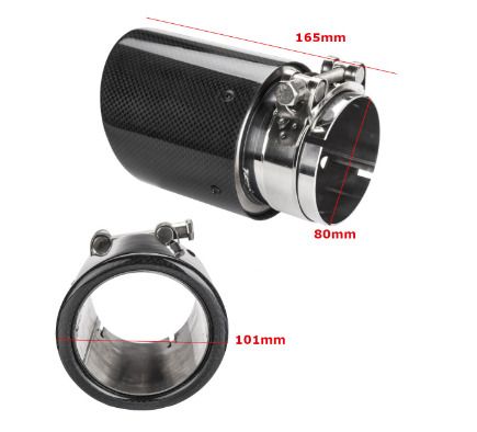 Car Exhaust tip, Carbon Fiber, 74-79mm