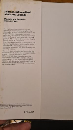 Pears Encyclopedia Of Myths And Legends. Oceania And Australia, The America's. First Edition. Large Volume Hardback With Dustjacket In Good Condition. 32.