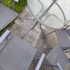 Garden table x 4 chairs including parasol