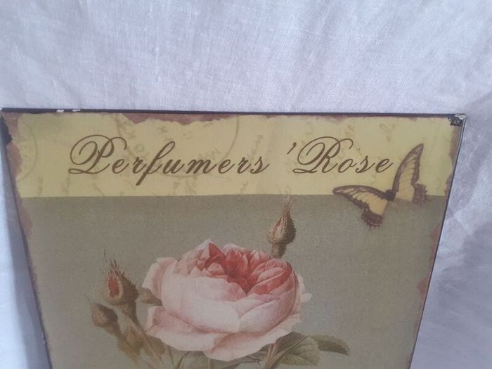 Vintage Enamel Rose Wall Plaque