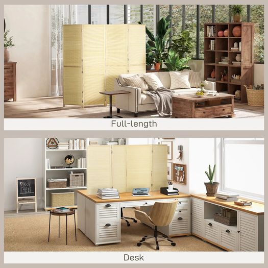 Bamboo Room Divider, Freestanding 4 Panel Folding