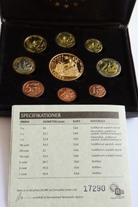 Denmark rare euro Probe essai Trial Prototype 9 Coin Set 2002 Rare