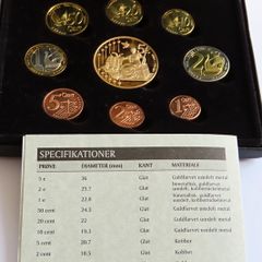 Denmark euro Probe essai Trial Prototype 9 Coin Set 2002 Rare