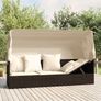 Outdoor Lounge Bed with Roof and Cushions Brown Poly Rattan Image 2