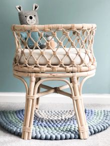 Rattan Doll's Bassinet - Cane Dolls Bed