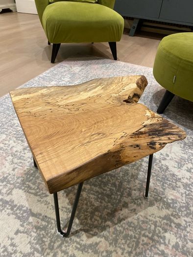 Handcrafted Spalted Beech Live Edge Side Table
