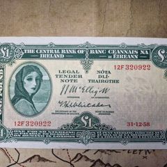 1 Pound Lady Lavery  31/12/58 IRISH NOTE