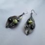 Handmade leaf shaped earrings, silver hooks, leaves earrings Image 7