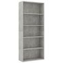 5-Tier Book Cabinet Concrete Grey 80x30x189 cm Chipboard Image 4